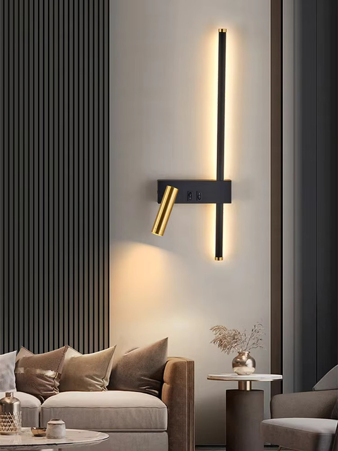 Sanoni Moderne Verstellbare LED-Wandleuchte aus Metall in Schwarz mit Warmweißem Licht und Touch-Funktion - Bild 4