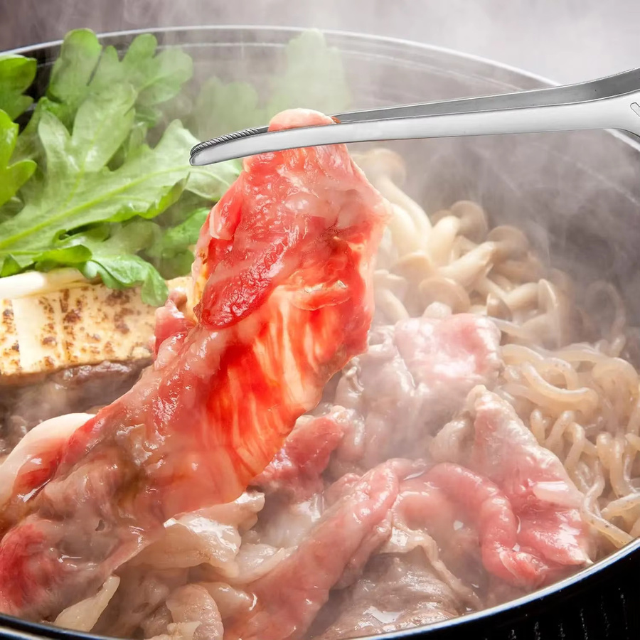 Rutschfeste Grillzange aus Edelstahl in Silber für Grillen, Camping und Buffet - Bild 3