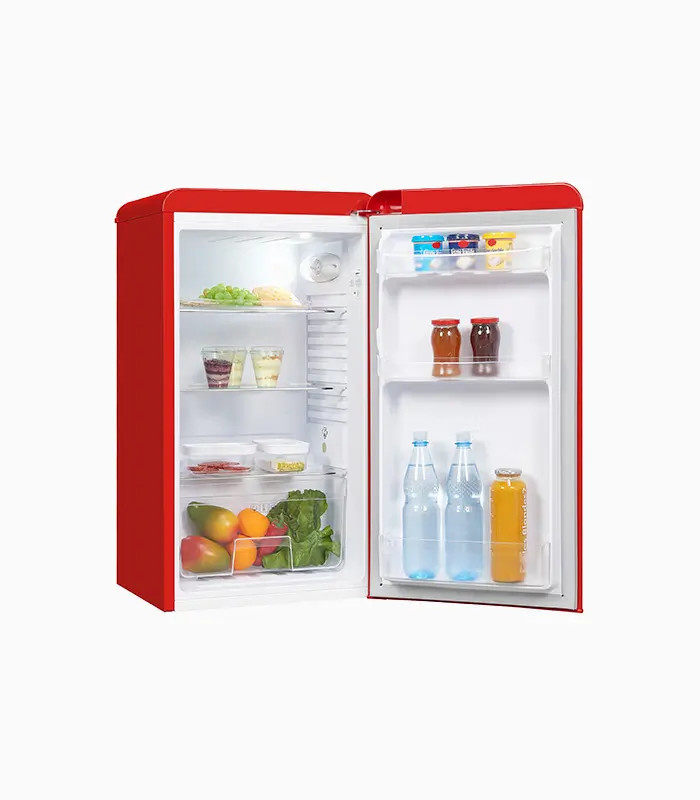 Exquisit RKS100-V-H-160F Retro Vollraumkühlschrank in Rot, freistehend - Bild 2