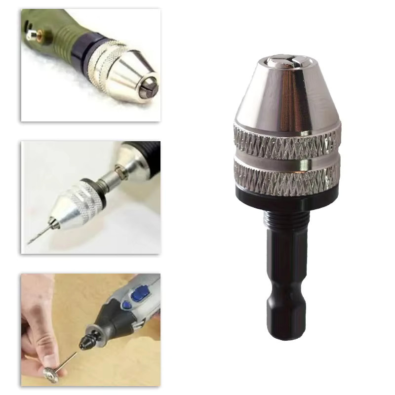 2 Stück Mini-Schnellspannbohrfutter von louCnloin, 0,3–3,6 mm, silber, Schnellwechselfutter mit Sechskantschaft und selbstzentrierendem Drei-Backen-System - Bild 2