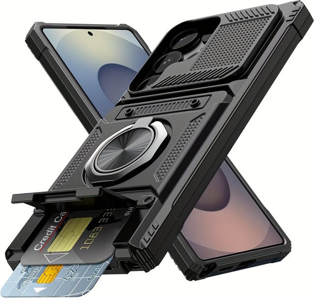 Handyhülle mit verstecktem Dual-Kartenfach für Samsung Galaxy S26 S25 S24 S23 Ultra Plus FE A56 A55 A36 A35 A26 A25 A16 A15 in Schwarz und Lila - Bild 1