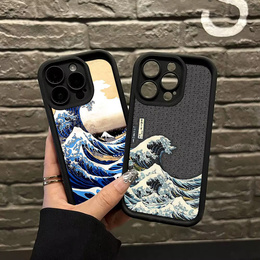 Kanagawa Great Wave Anime Handyhülle für iPhone 11 bis 17 Pro Max Plus Mini Soft Cover in Multicolour - Bild 2