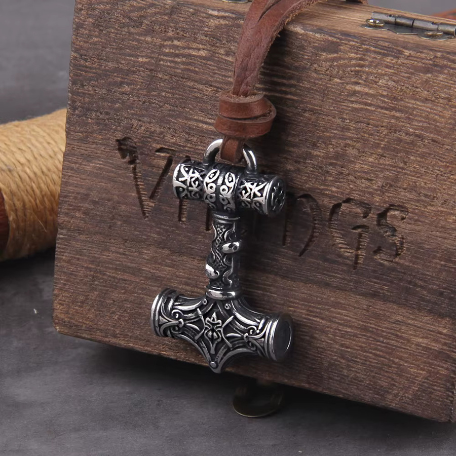 Vikings Jewelry Anhänger-Set, Thor-Hammer, Titanstahl, Silber, Herren - Bild 2