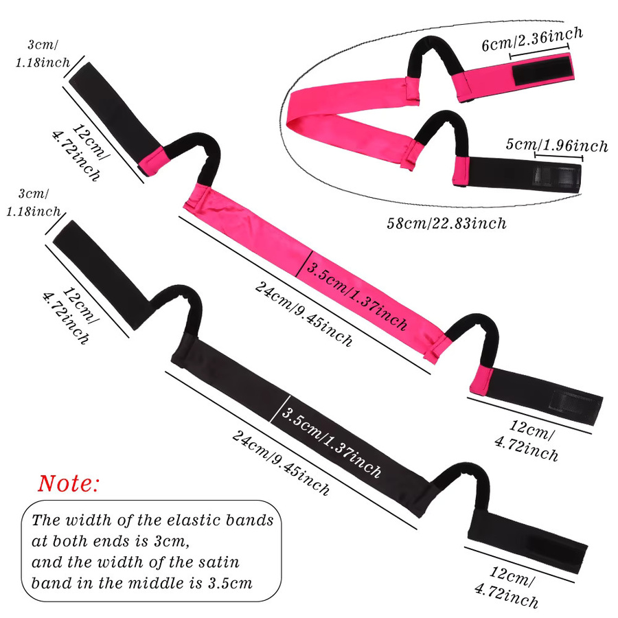 Ours-Tools Satin-Spitzenband aus Seide, Unisex, Schwarz, Rosa - Bild 2