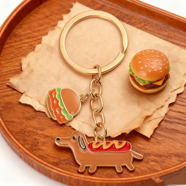 Schlüsselanhänger Emaille, Hamburger-Hot-Dog, Unisex - Bild 1