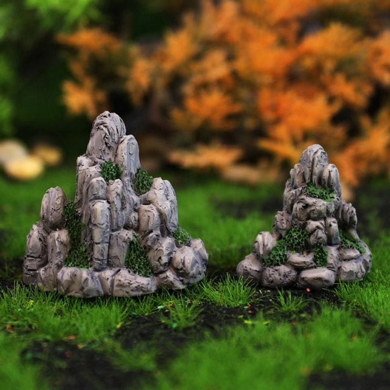 Miniatur Berg aus Kunstharz in Grau als Deko-Element für Bonsai, Aquarium und Gartenfiguren - Bild 1