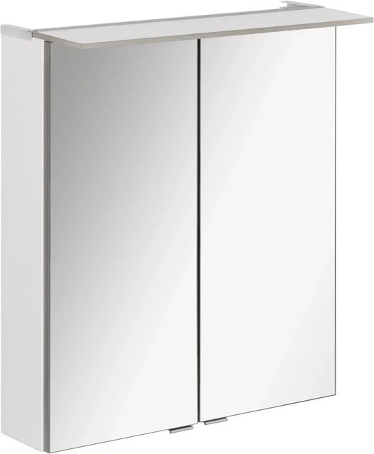 Fackelmann Spiegelschrank b.perfekt in Weiß und Grau mit Softclose-Türen, integrierter LED-Beleuchtung und Rasierfach, B/H/T: 60 x 69 x 23,1 cm - Bild 1