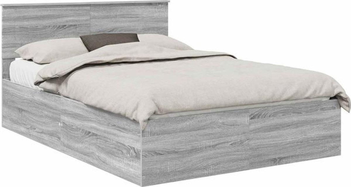 Bettrahmen vidaXL in Grau aus Holzwerkstoff, Modernes Design, B/T/H: 150 x 200 x 90 cm - Bild 1