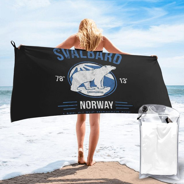 JMG Household Supplies Strandtuch Svalbard Eisbär Mitternachtssonne in Schwarz, weiche Mikrofaser, schnelltrocknend und saugfähig, B/H: 70 x 140 cm - Bild 1