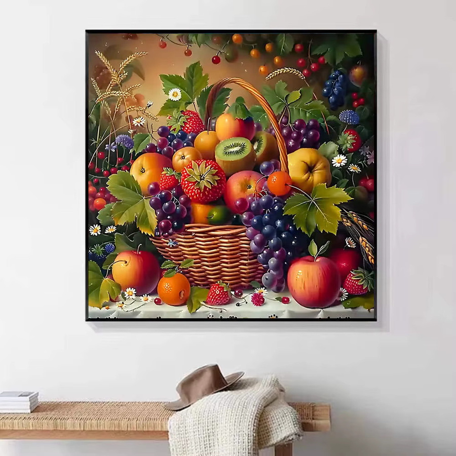 HUACAN DIY Diamantmalerei Stillleben Obstkorb 5D Mosaik Bild in Multicolor, B/H: 20 x 20 cm - Bild 4
