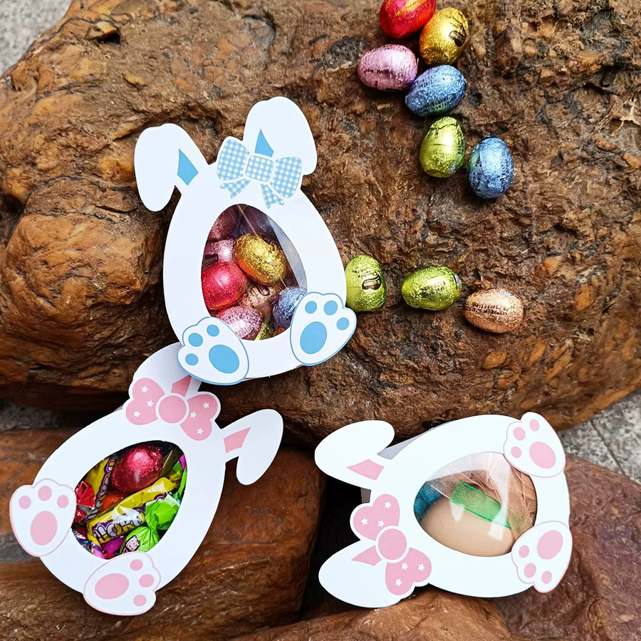 10 Stück Oster-Geschenkboxen aus Papier mit Hasen- und Eierdesign in Blau und Mehrfarbig für DIY-Verpackungen und Frühlingsdekoration - Bild 3