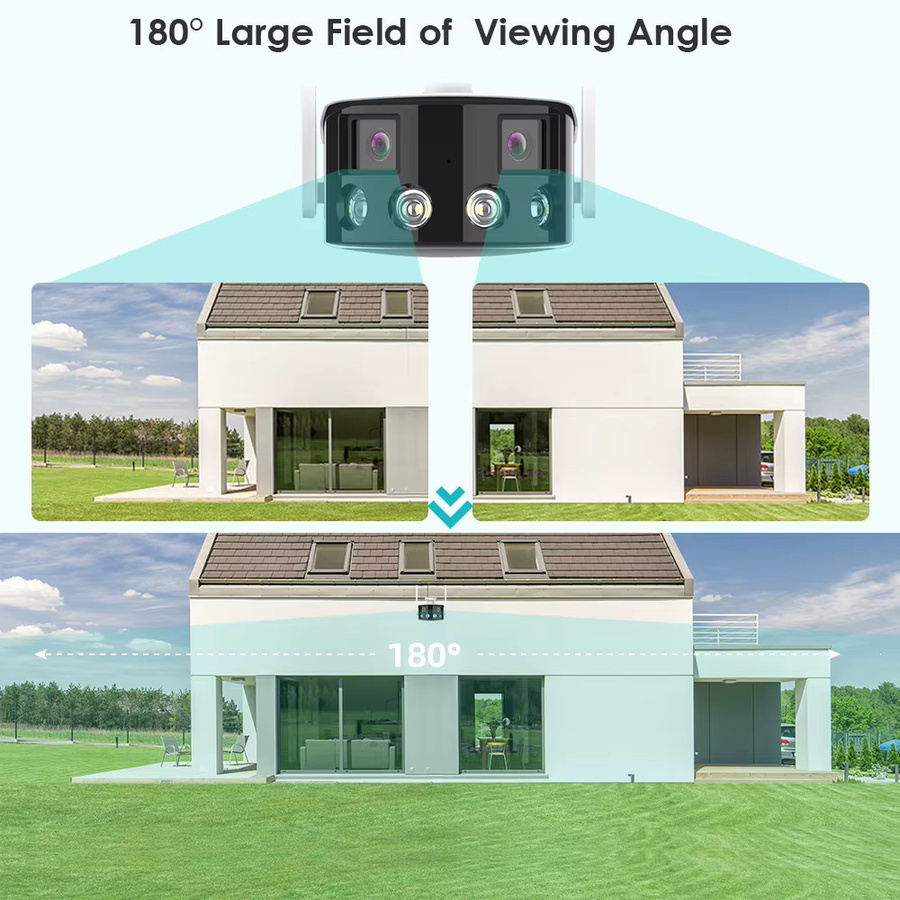 BESDER 4K Dual Lens Wifi IP Kamera mit 180 Grad Ultraweitwinkel, 8 MP Sicherheitsüberwachung mit AI Human Detect und ICSEE App, Weiß - Bild 3