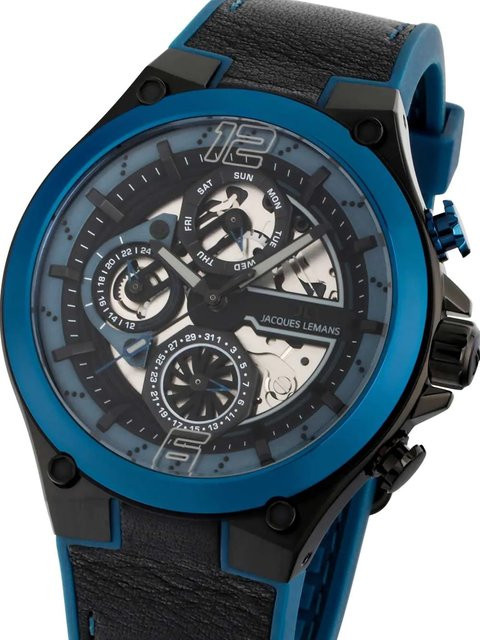 Jacques Lemans Herrenuhr, Quarz, Edelstahl, Blau, 43 mm - Bild 1