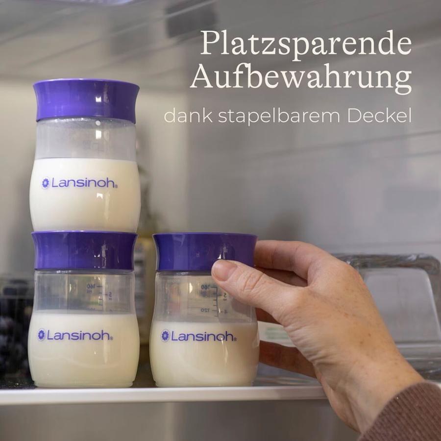 Lansinoh 4er-Pack Weithals-Muttermilchflaschen aus Polypropylen, 160 ml, transparent und BPA-frei - Bild 2