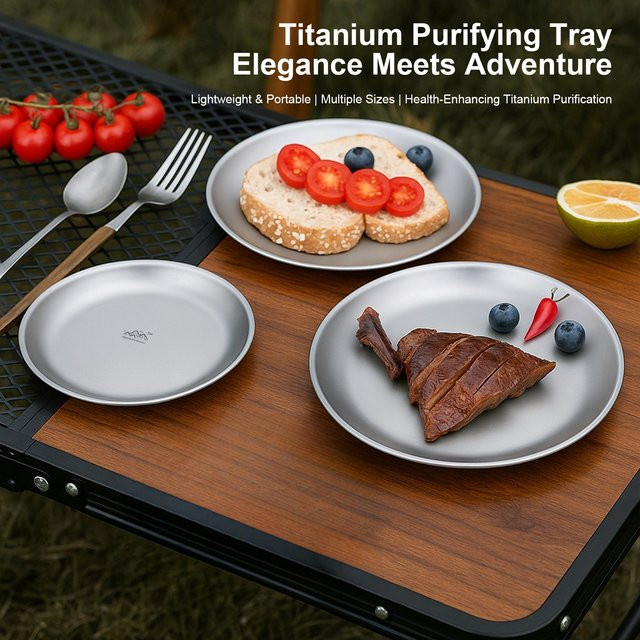 APWIKOGER Serviertablett aus Titan in Silber für Outdoor-Picknick und Zuhause - Bild 1