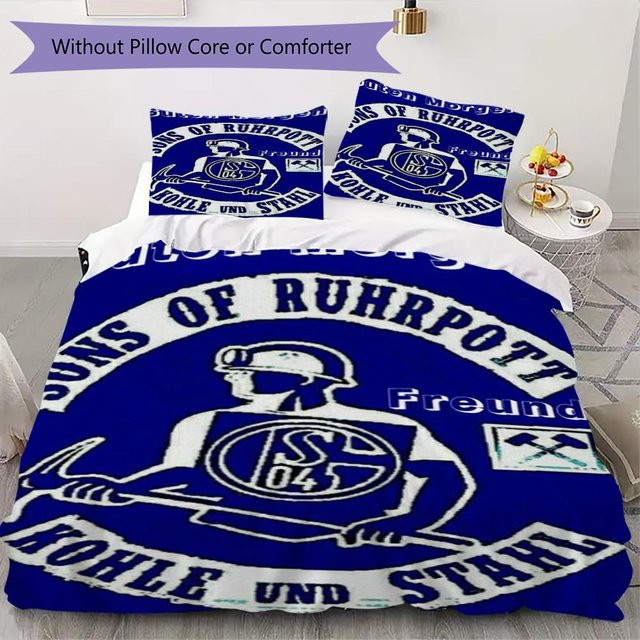 FC Schalke 04 Bettwäsche-Set On My Love Home in Weiß und Blau, bestehend aus 1 Bettbezug und 2 Kissenbezügen, B/H: 135 x 200 cm - Bild 1