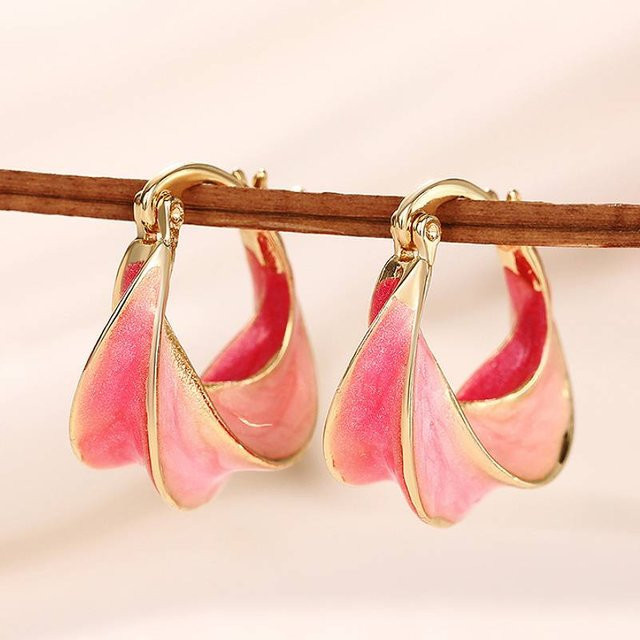 Huitan Sanfte Creolen, Wellendesign, Gold, Damen - Bild 1