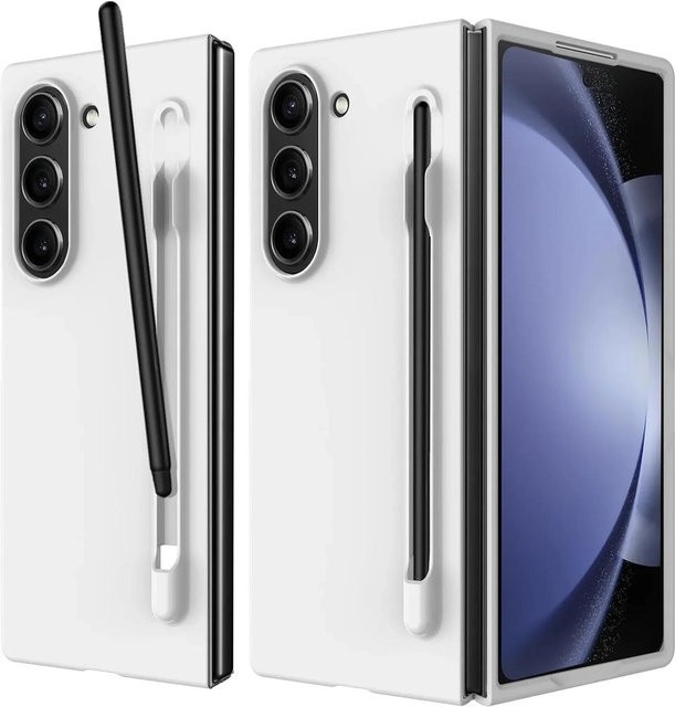 Matte Schutzhülle mit S Pen Halter für Samsung Galaxy Z Fold 7 6 5 4 3, Ultradünne Stoßfeste Hülle in Weiß - Bild 1