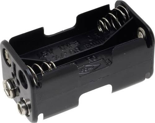 TRU Components BH-343-2B Batteriehalter für 4x Mignon AA mit Druckknopfanschluss in Schwarz - Bild 1