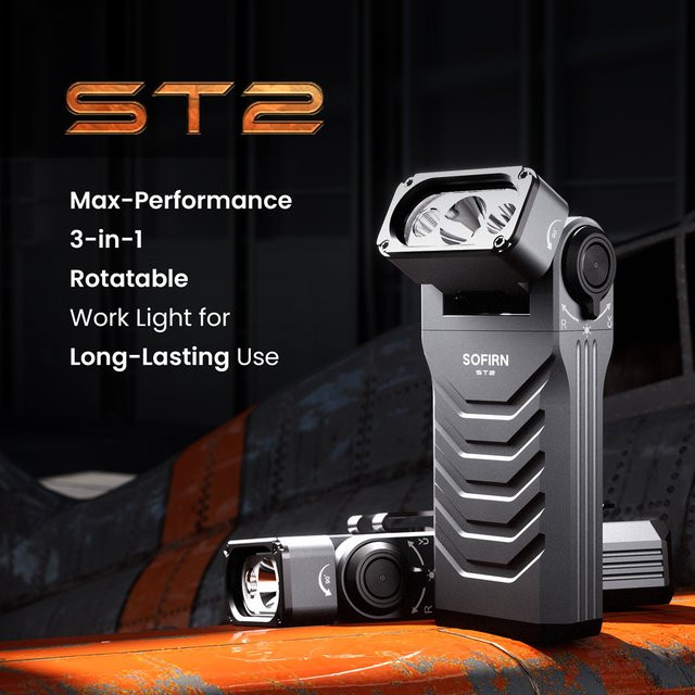 SOFIRN ST2 3-in-1 LED-Taschenlampe mit 3000 Lumen, Weiß, Rot und UV, magnetisch, USB-C wiederaufladbar, IPX6 wasserdicht, Aluminium - Bild 1
