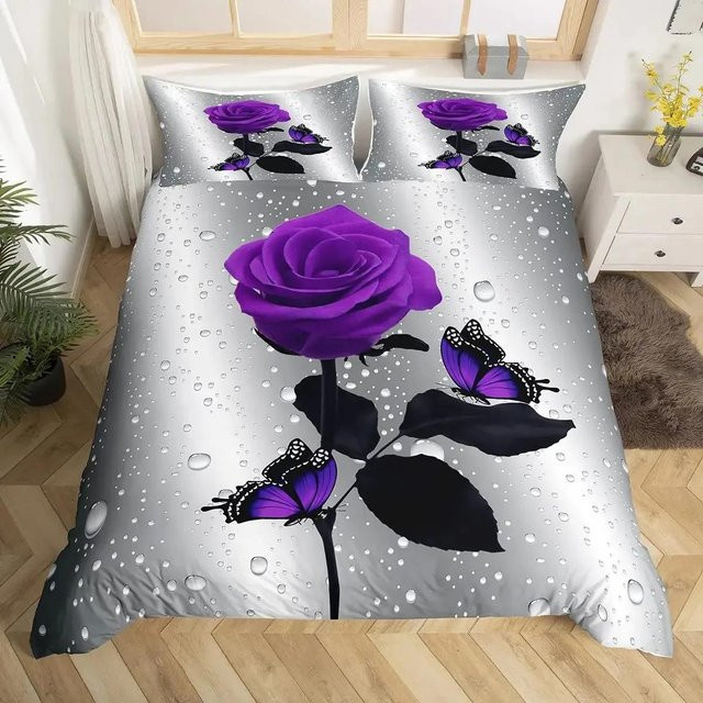 Lodestar Bettwäsche Set Lila Schmetterling Galaxie mit Reißverschluss, Breite: 133 cm, Länge: 200 cm (Hinweis: Da im Originaltext nur 70x133cm steht, was für ein Set unüblich ist, wird hier nur die verfügbare Information als Breite: 133 cm übernommen) - Bild 1