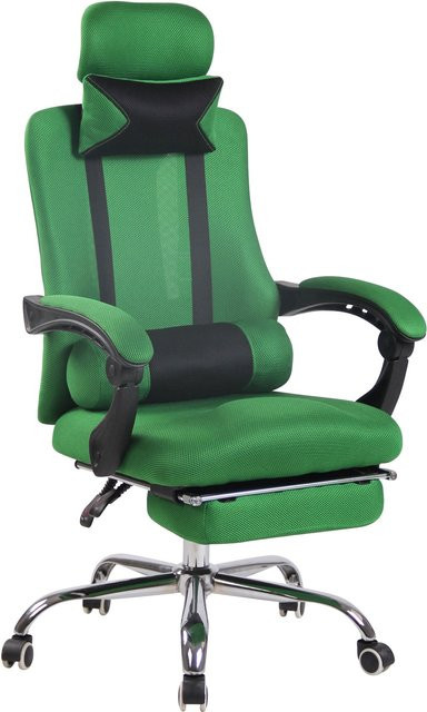 TPFLiving Bürostuhl Fellow in Grün mit Stoff und Netzoptik, ergonomischer Schreibtischstuhl mit Kopfstütze und Armlehnen - Bild 1
