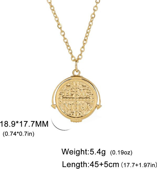 YULIN Halskette Medaillon, Edelstahl, Gold, Unisex, 45-50cm - Bild 1