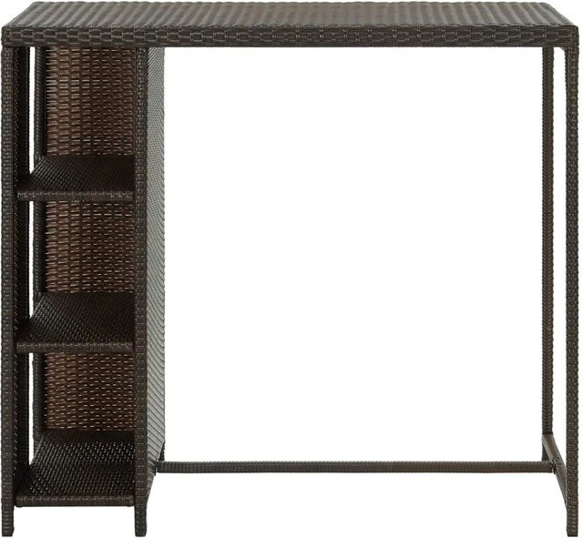 vidaXL Bartisch mit Regal aus PE-Rattan und Stahl in Braun, B/T/H: 120 x 60 x 110 cm - Bild 1