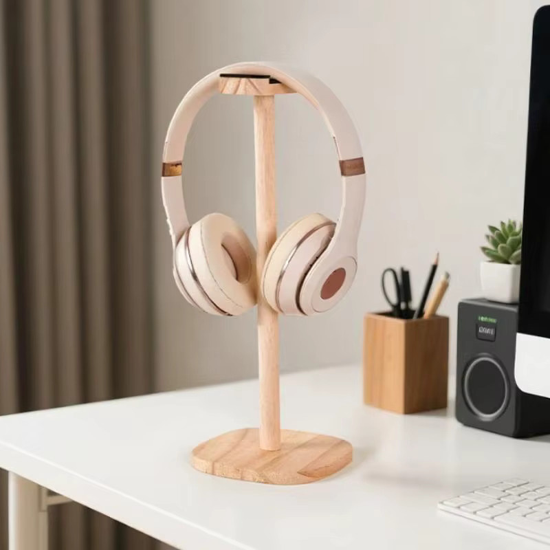 SD&HI Kopfhörerständer aus Holz mit Sockel in Braun, universeller Headset-Aufbewahrungsständer und Multifunktions-Aufhänger - Bild 2