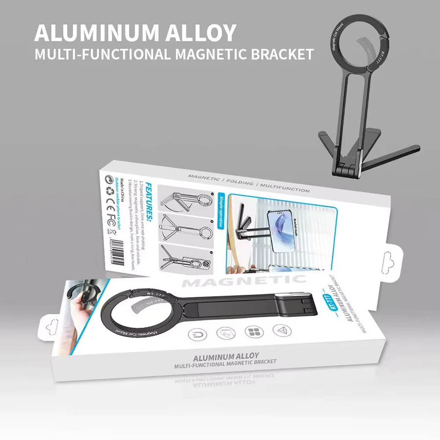 Ojeleye Magnetische Handy Stativ Halterung mit Karabiner und Dual-seitigem Griff in Schwarz für iPhone 14 15 16 17 Pro Max - Bild 2