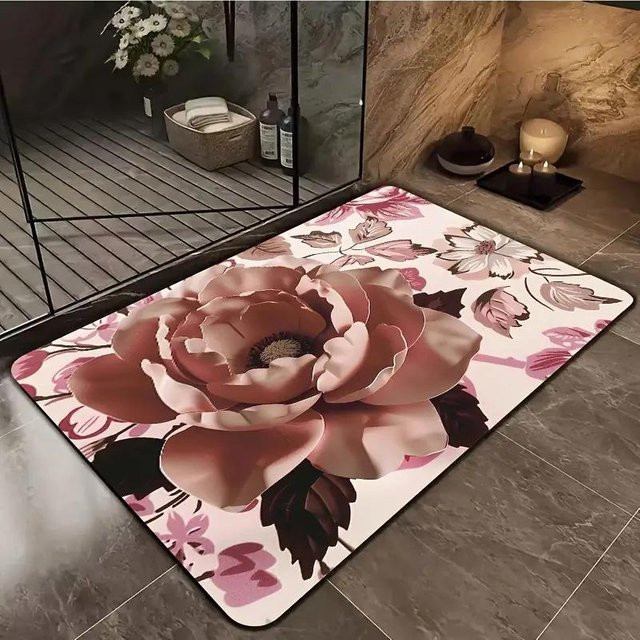 Warm Magpie Home Badematte mit Blumenmuster, schnelltrocknend und rutschfest, B/B: 50 x 80 cm, Multicolour - Bild 1