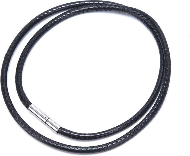 Hong Haier Halskette, schwarzes Wachs-Lederband, Edelstahl-Drehverschluss, 45 cm - Bild 1