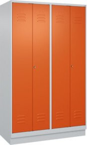 C+P PSA Doppel-Spind Classic PLUS mit Sockel, 4 Abteile, Grau/Orange, B/H/T: 120 x 195 x 50 cm, mit Zylinderschloss - Bild 1