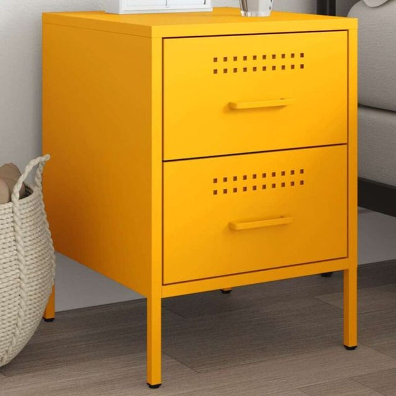 Vidaxl Nachttisch aus Stahl in Gelb im Industrial Design, B/T/H: 36 x 39 x 50,5 cm - Bild 1