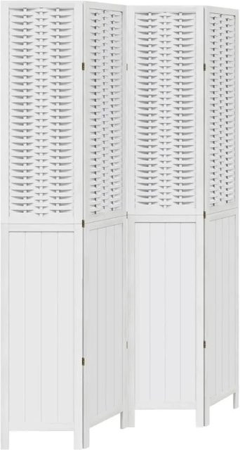 vidaXL 4-teiliger Raumteiler aus Massivholz Paulownia in Weiß, H: 145 cm, B: 220 cm, T: 43,7 cm - Bild 1