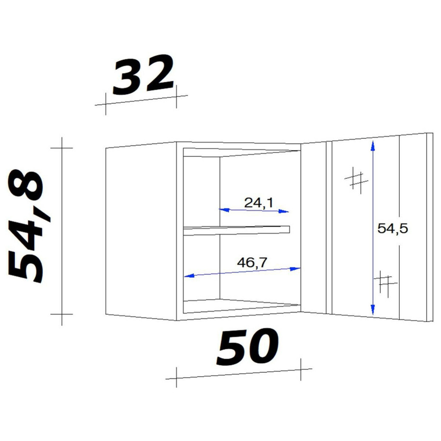 Flex-Well Classic Wito Glashängeschrank für die Küche in Weiß B/H/T: 50 x 54,8 x 32 cm - Bild 2