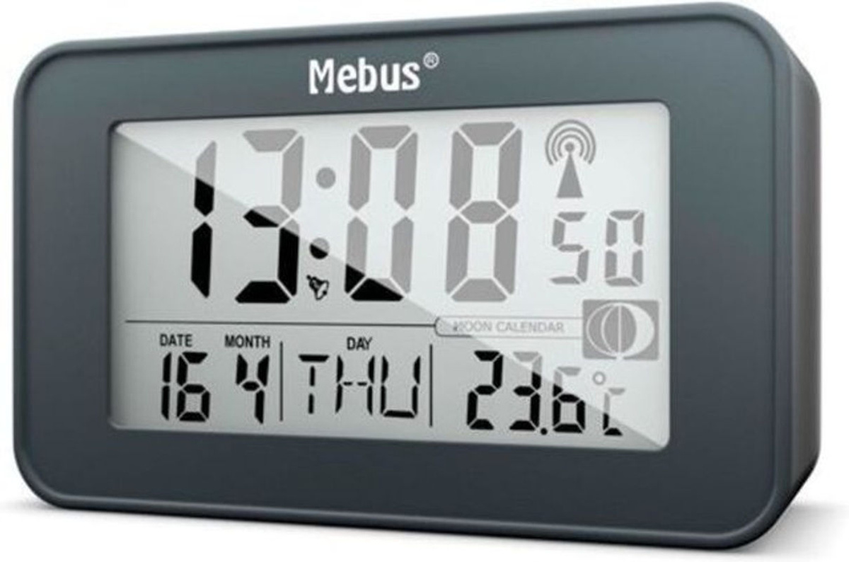 Mebus 51460 Digitaler Funk Wecker in Anthrazit mit Beleuchtung, Thermometer und Datumsanzeige - Bild 2