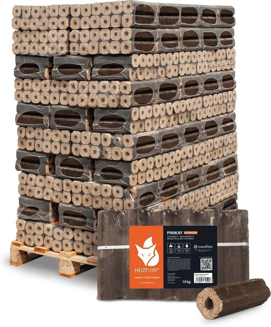 Heizfuxx PiniKay Octagon Hartholz Holzbriketts braun, 960 kg Palette - Bild 1