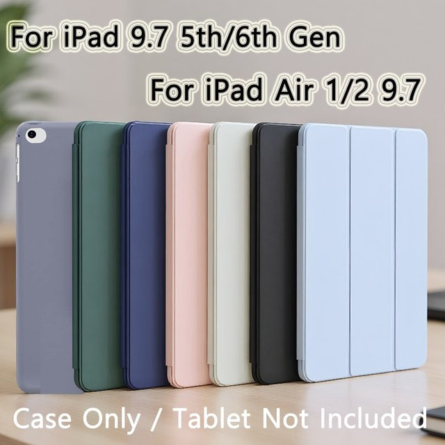 Smart Cover Schutzhülle von tzion für iPad 9.7 6./5. Generation und iPad Air 2/Air 1 mit weicher TPU-Rückseite und Auto-Wake-Sleep-Funktion in Grau - Bild 1