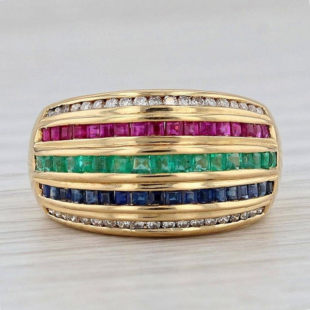 YoYo Ring, Geometrisch, Bunt, Zirkonia, Damen, Gold - Bild 1