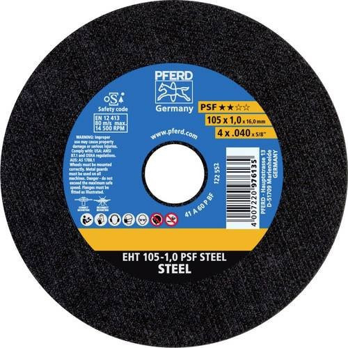 PFERD Trennscheibe EHT 105x1,0x16 mm PSF STEEL gerade für Stahl, 25 Stück, Schwarz - Bild 1