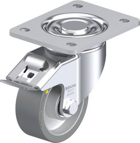 Blickle Lenkrolle 743242 LH-ALTH 100K-3-FI-AS mit Feststeller, Farbe Silber, Rad-Durchmesser: 100 mm, Tragfähigkeit: 350 kg - Bild 1