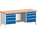 Kastenwerkbank cubio KW-2078-2.9 in Enzianblau mit Holzoberfläche, B/T/H: 200 x 75 x 120 cm - Bild 2