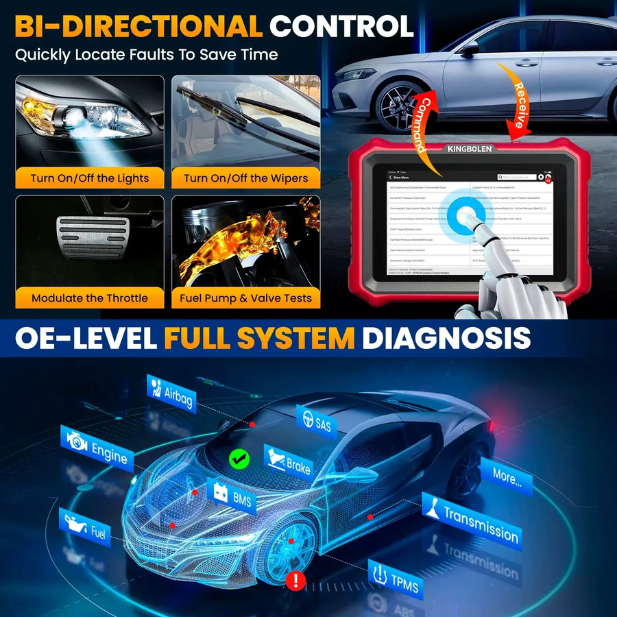 KINGBOLEN K8 PRO Diagnosegerät für deutsche Fahrzeuge mit ECU-Codierung, bidirektionalem Test und OBD-Scanner - Bild 3