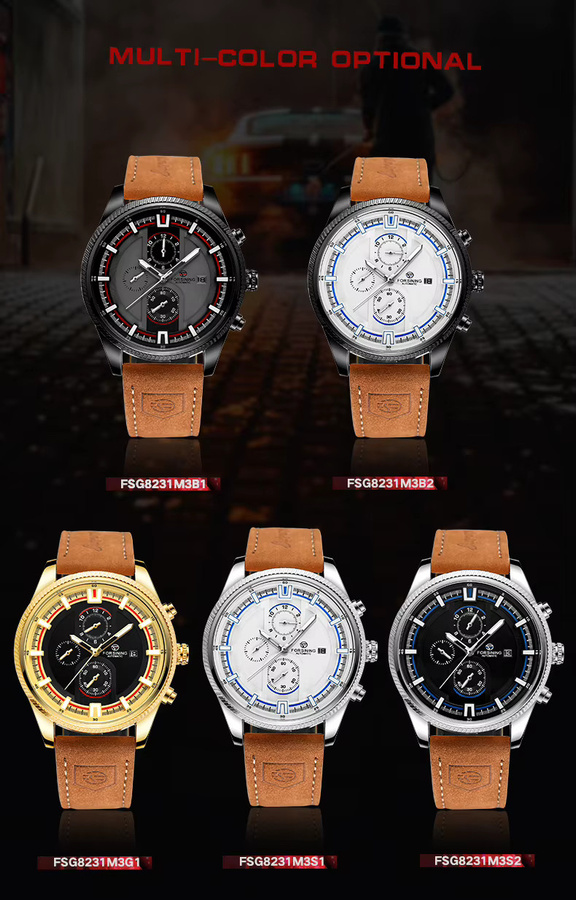 Forsining Armbanduhr Edelstahl, Automatik, Leder, Herren, Silber - Bild 3
