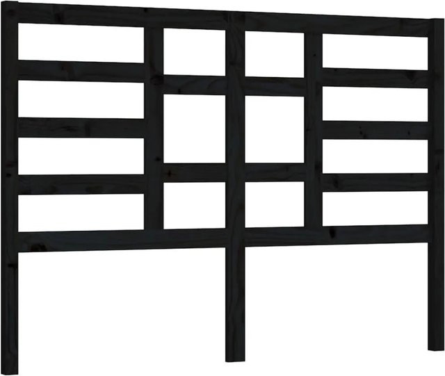 vidaXL Bett-Kopfteil aus rustikalem Kiefer-Massivholz in Schwarz, B/T/H: 146 x 4 x 104 cm - Bild 1