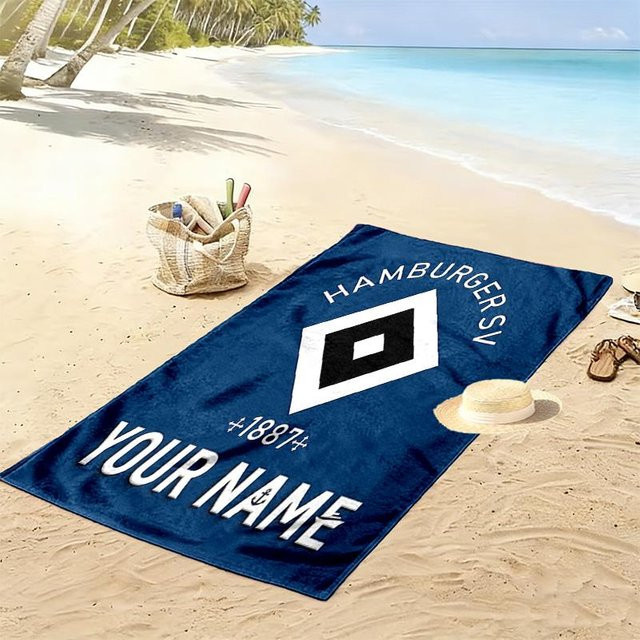 UI LOOL Strandtuch mit individuellem Namen Aufdruck, blaues schnelltrocknendes Handtuch für Strand und Camping, B/B: 80 x 160 cm - Bild 1