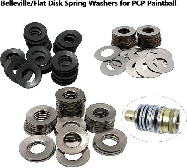 Belleville Disk Flat Spring Shim Spacer Unterlegscheiben OD 16 mm x ID 8,2 mm, Dicke 0,9 mm, Schwarz Silber, 12 Stück - Bild 1