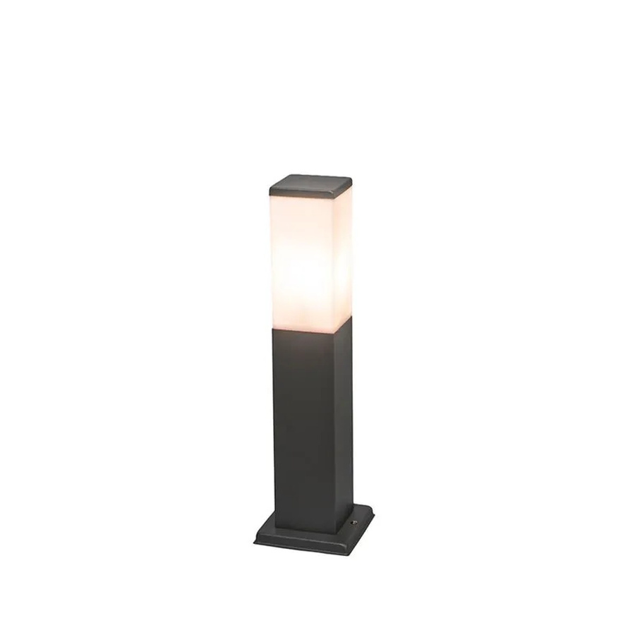 QAZQA Malios Moderne Außen Pollerleuchte Dunkelgrau mit Opal Glas, IP44, E27, Höhe: 45 cm - Bild 2