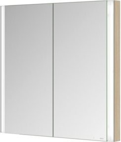 Keuco Spiegelschrank Somaris 2-türig in Ei hell Dekor mit LED-Beleuchtung, Sensor-Schalter und Steckdose für das Badezimmer, B/H/T: 80 x 71 x 11,5 cm - Bild 1